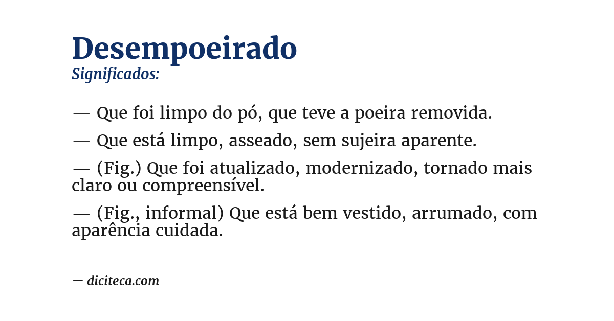 Significado de desempoeirado