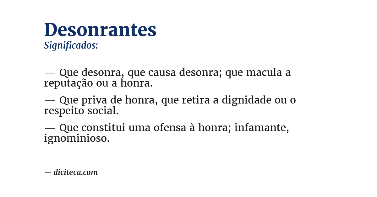 Significado de desonrantes