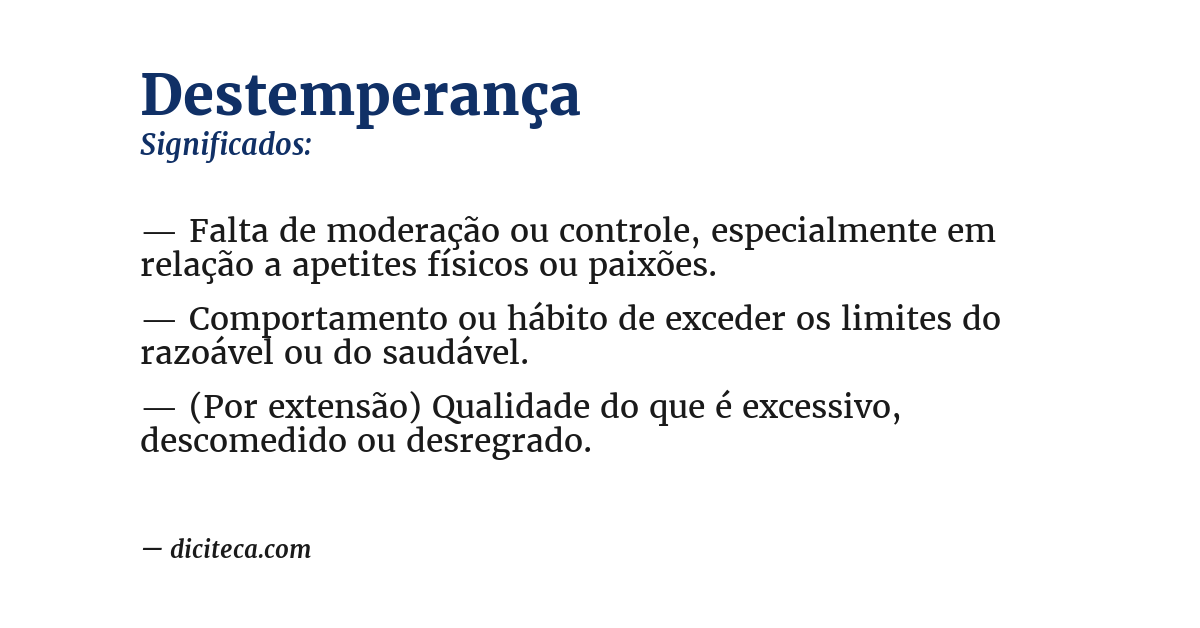 Significado de destemperança
