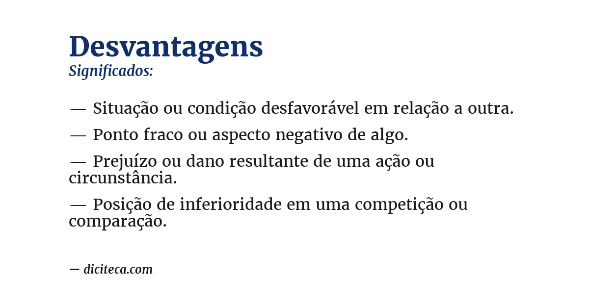 Significado de desvantagens
