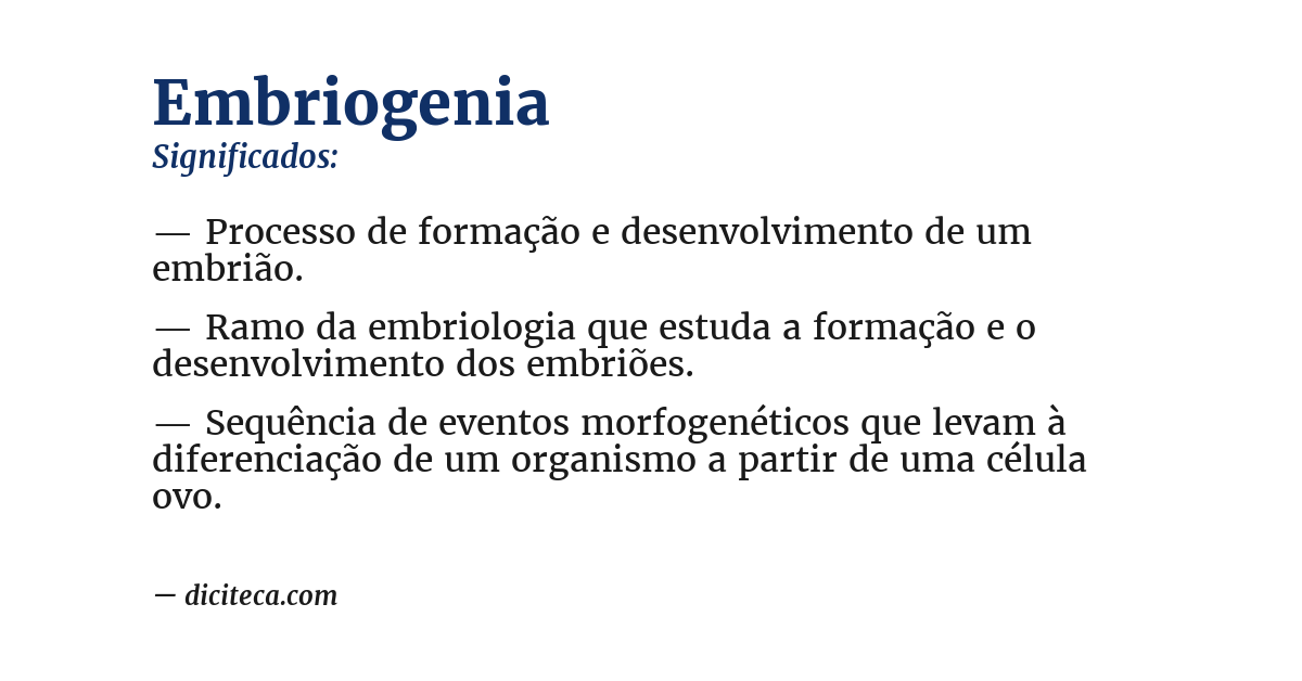 Significado de embriogenia
