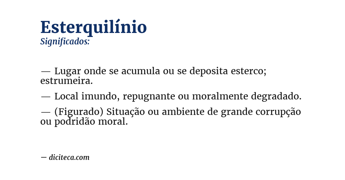 Significado de esterquilínio