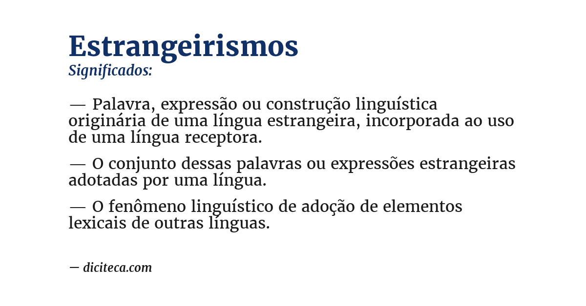 Significado de estrangeirismos