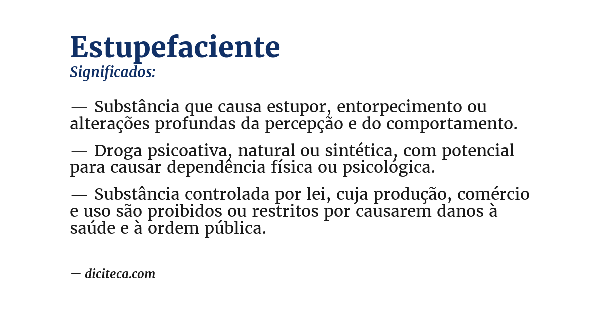 Significado de estupefaciente
