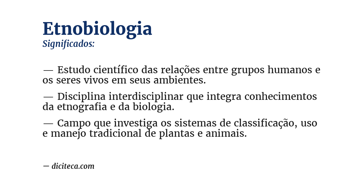 Significado de etnobiologia