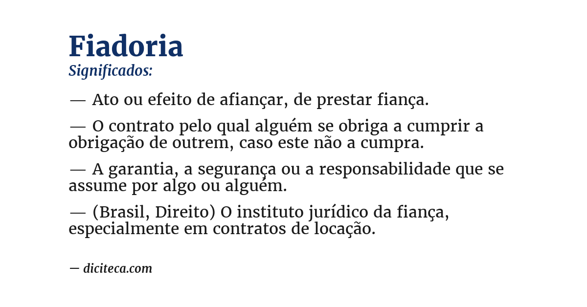 Significado de fiadoria