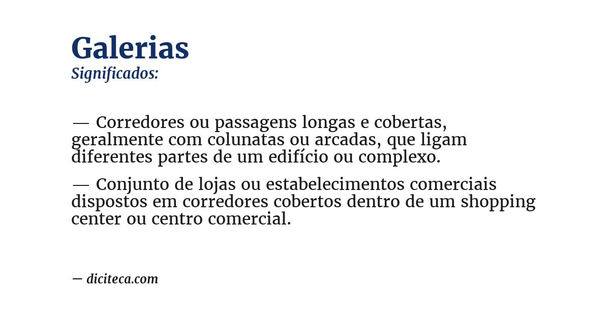 Significado de galerias
