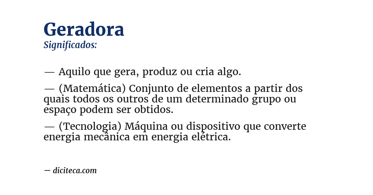 Significado de geradora