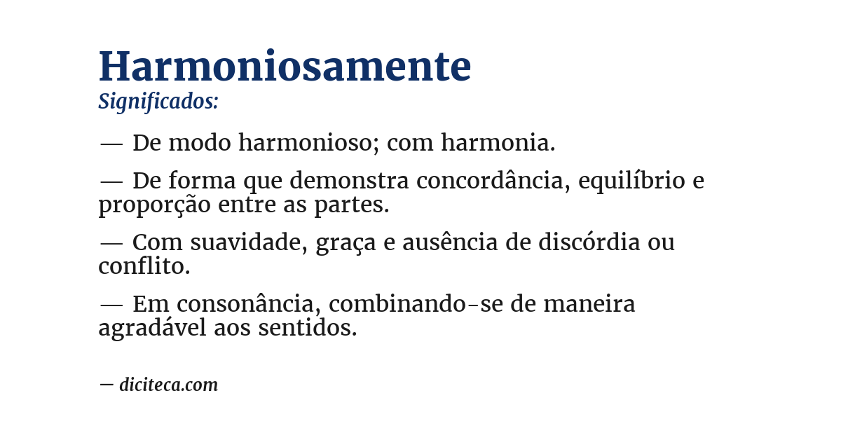 Significado de harmoniosamente