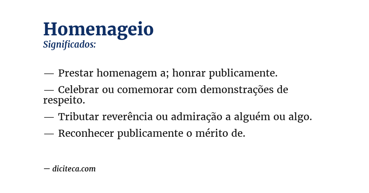 Significado de homenageio
