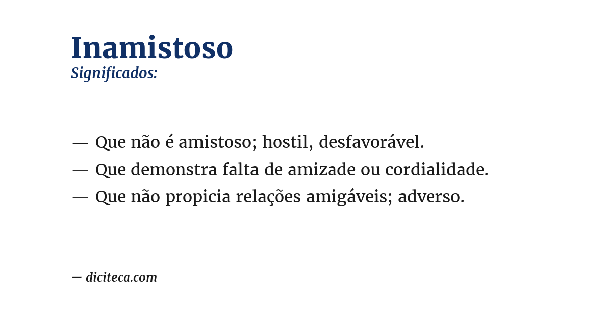 Significado de inamistoso