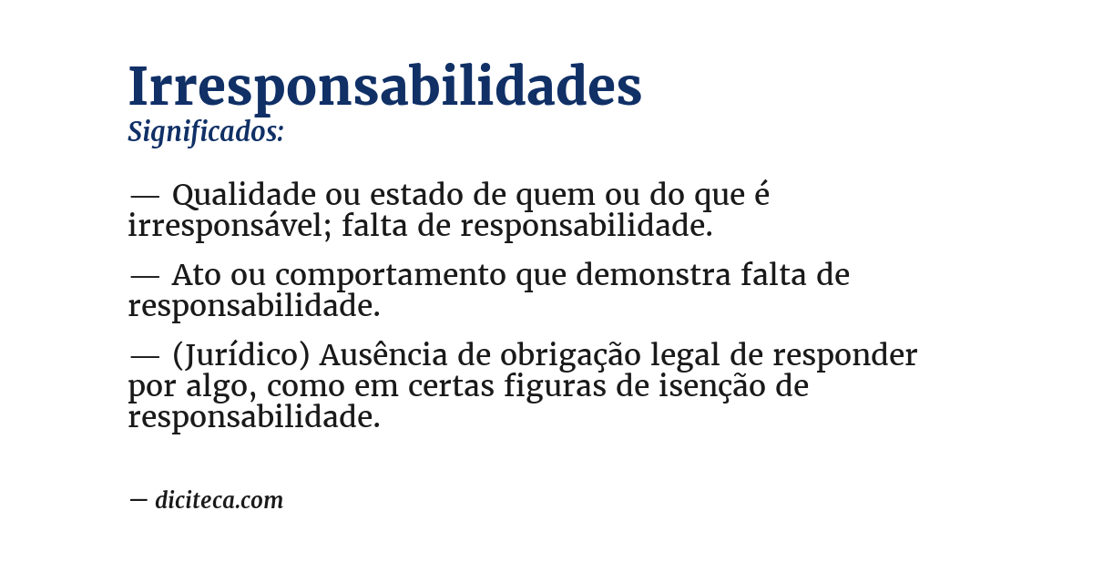 Significado de irresponsabilidades