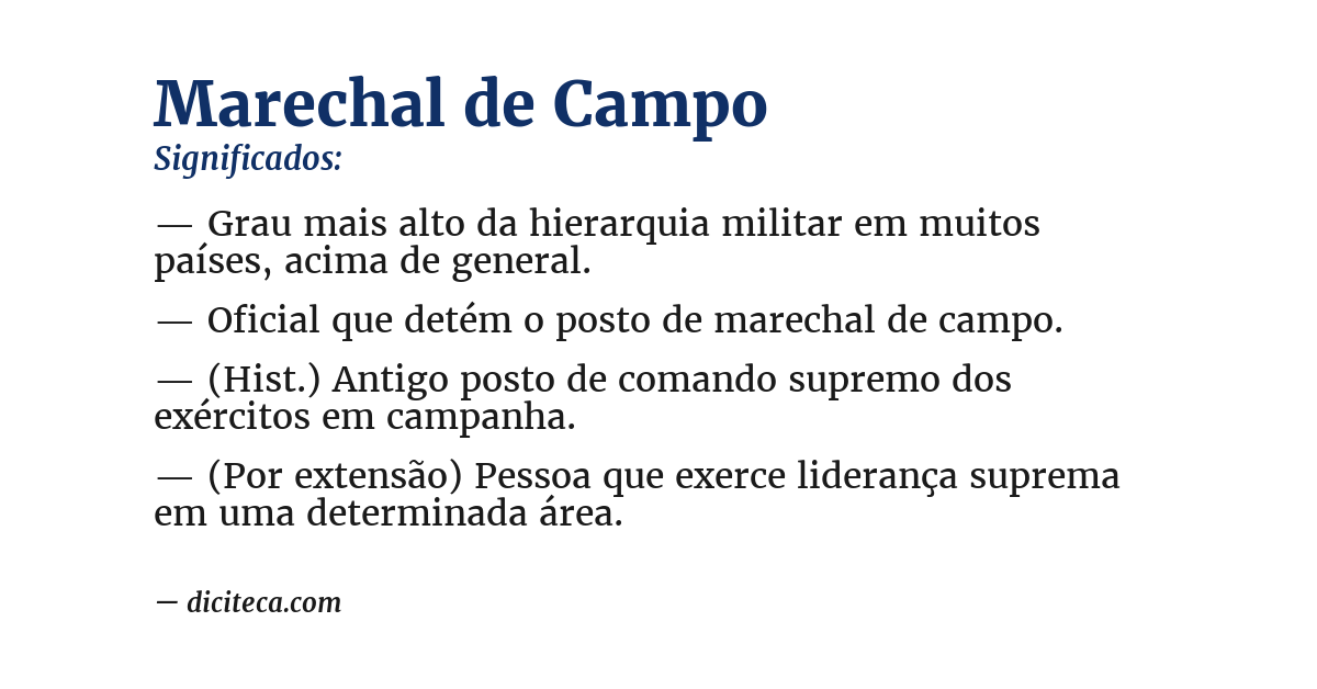 Significado de marechal de campo