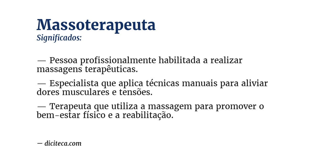 Significado de massoterapeuta