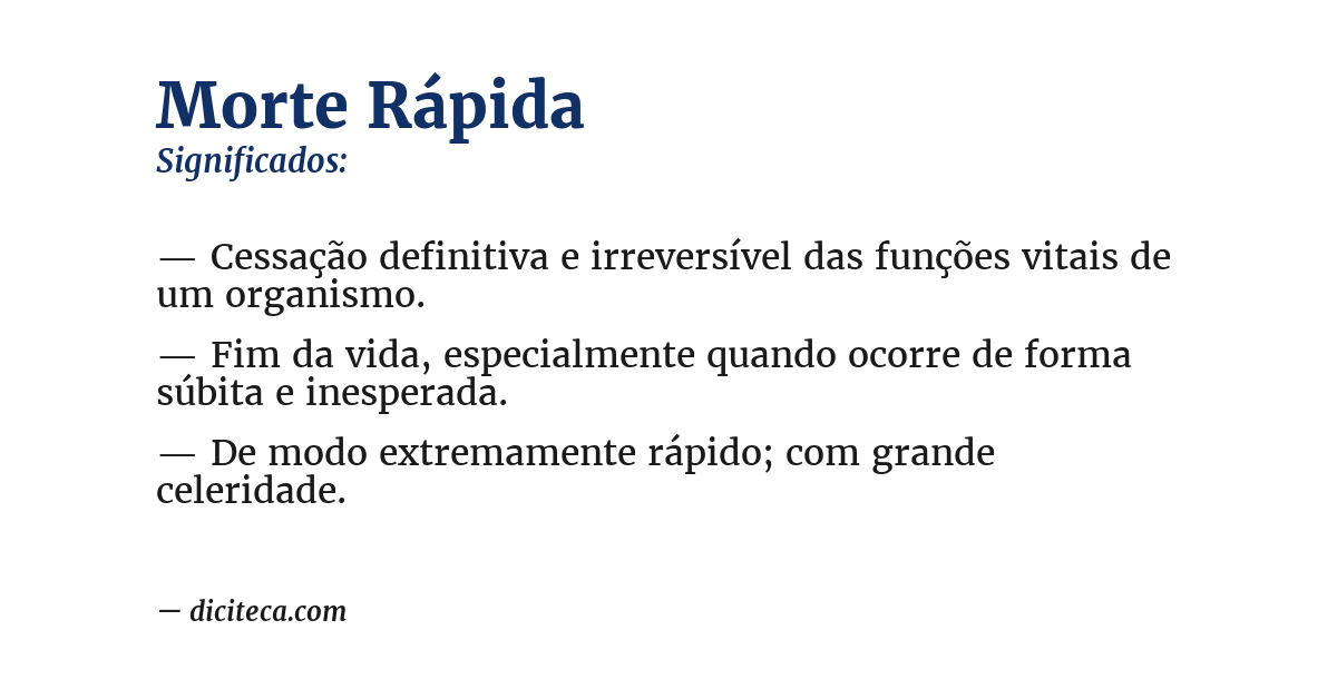 Significado de morte rápida
