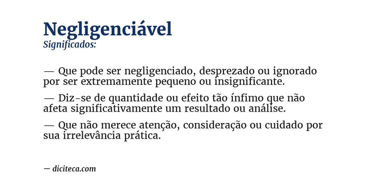 Significado de negligenciável