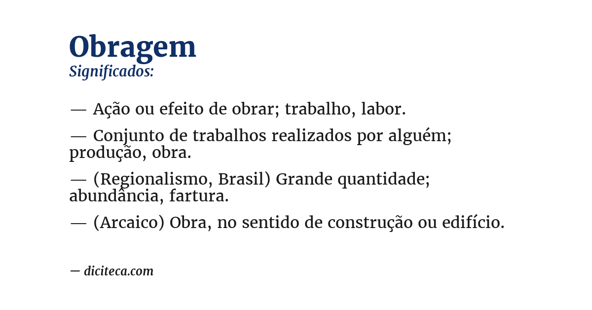 Significado de obragem