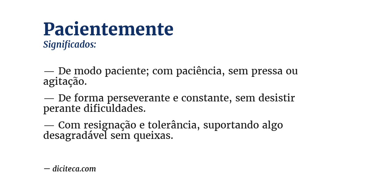 Significado de pacientemente