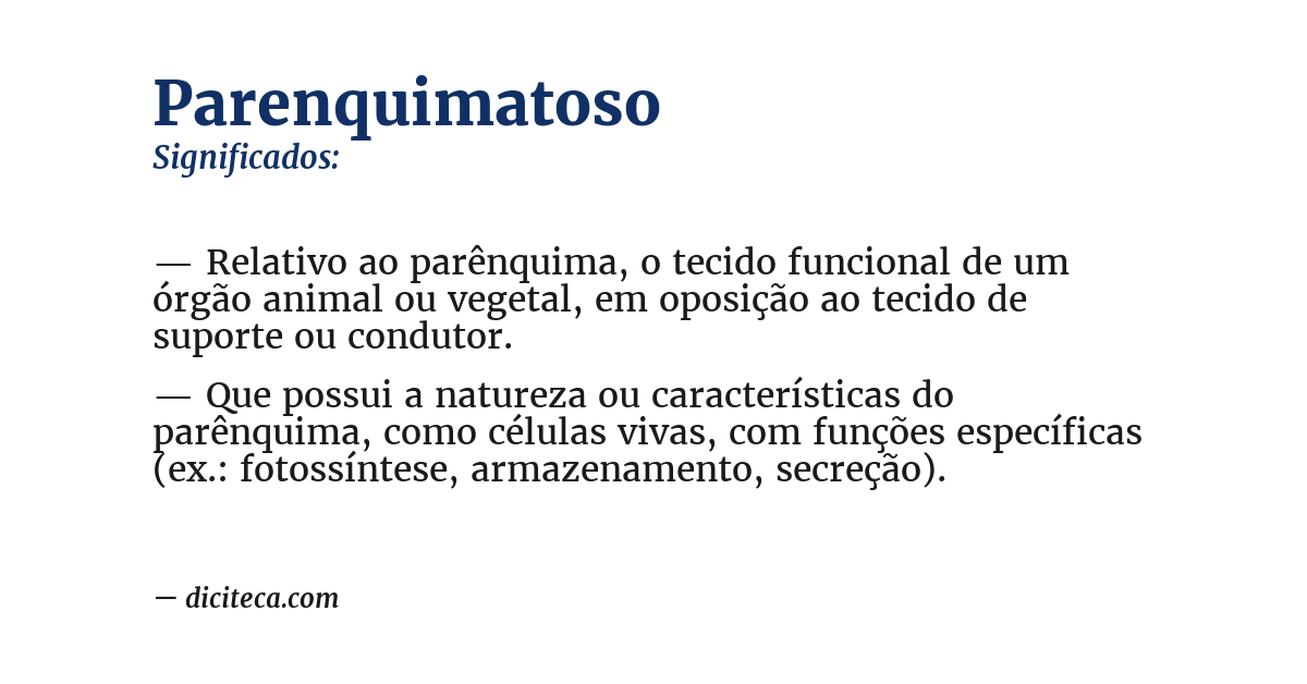 Significado de parenquimatoso
