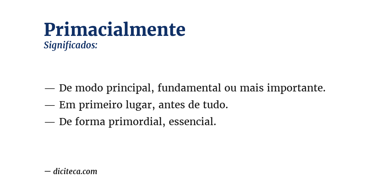 Significado de primacialmente