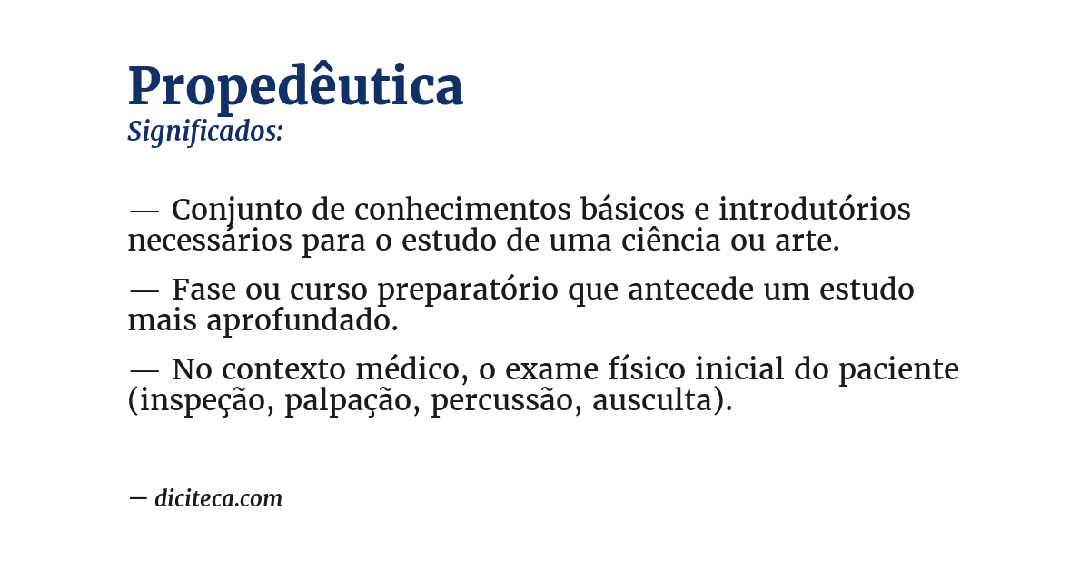 Significado de propedêutica