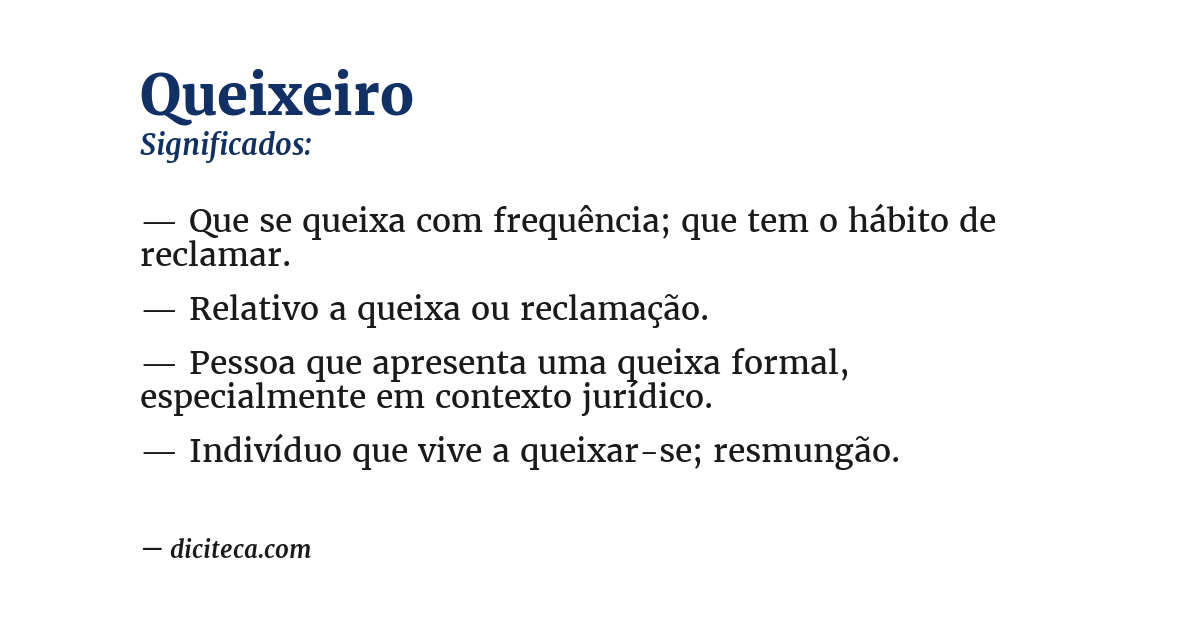 Significado de queixeiro
