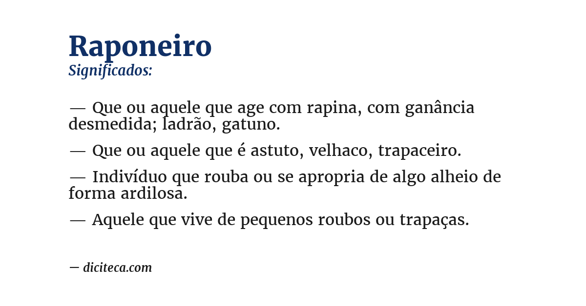 Significado de raponeiro