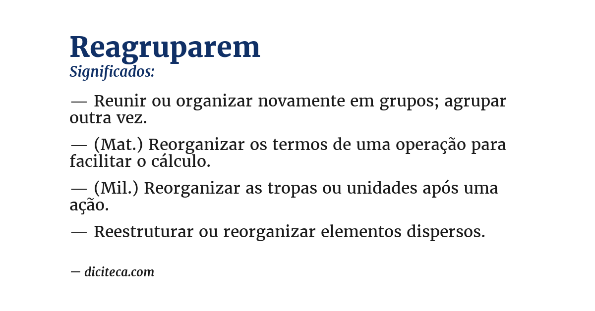 Significado de reagruparem