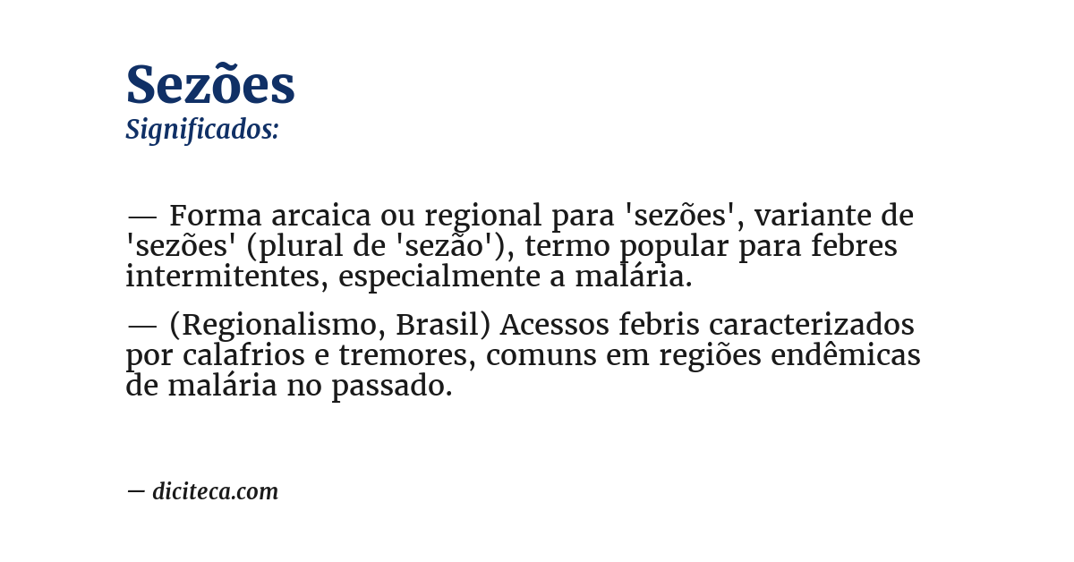 Significado de sezões