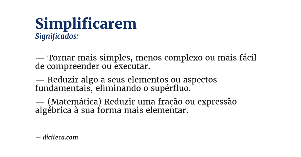 Significado de simplificarem
