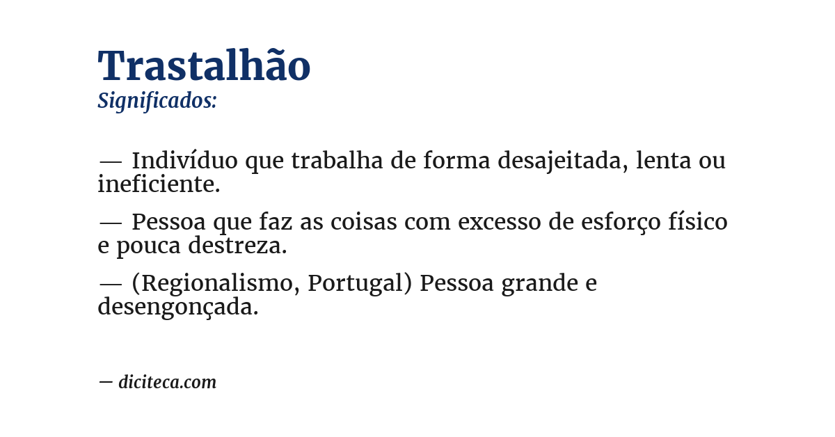 Significado de trastalhão