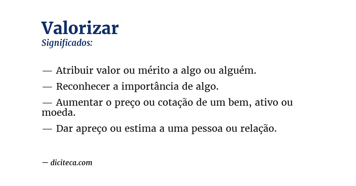 Significado de valorizar