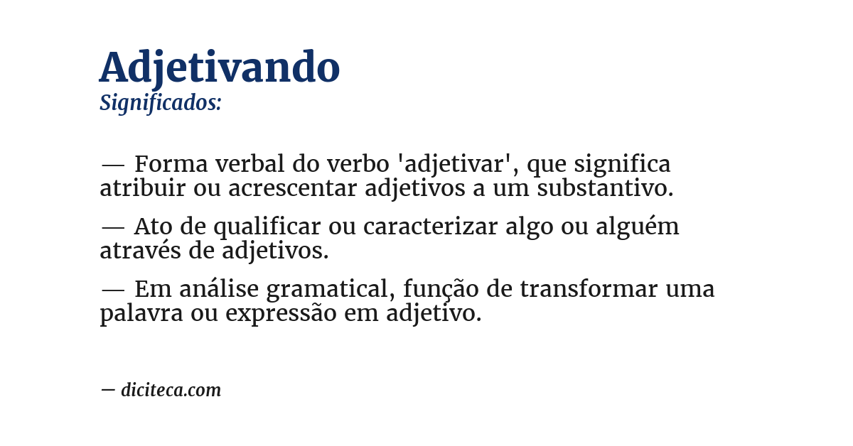Significado de adjetivando