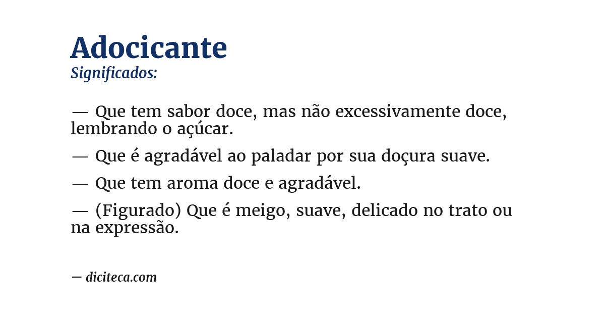 Significado de adocicante