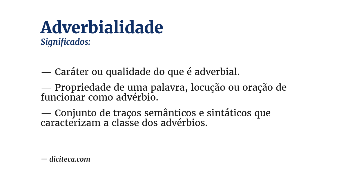 Significado de adverbialidade