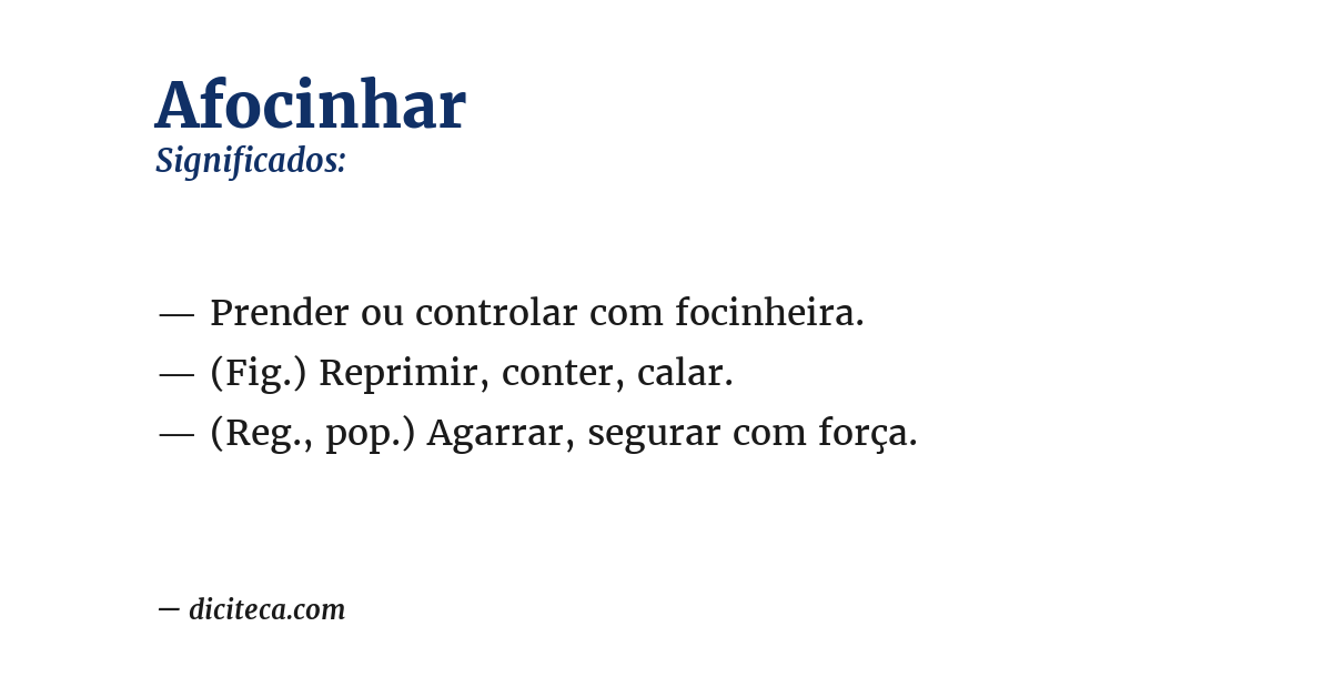 Significado de afocinhar
