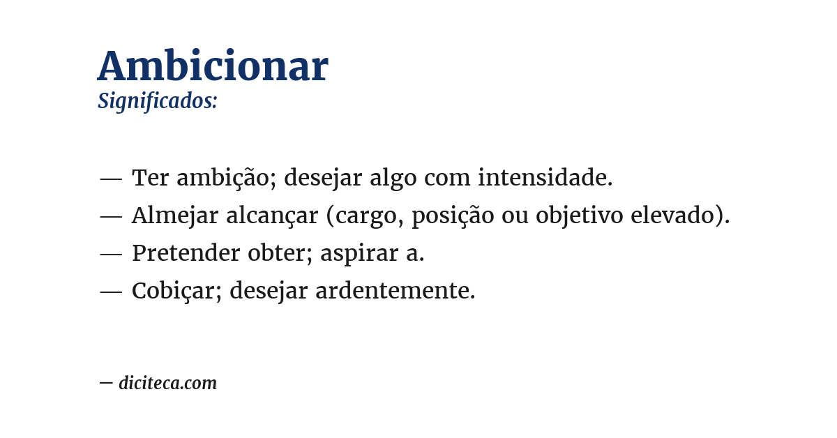 Significado de ambicionar