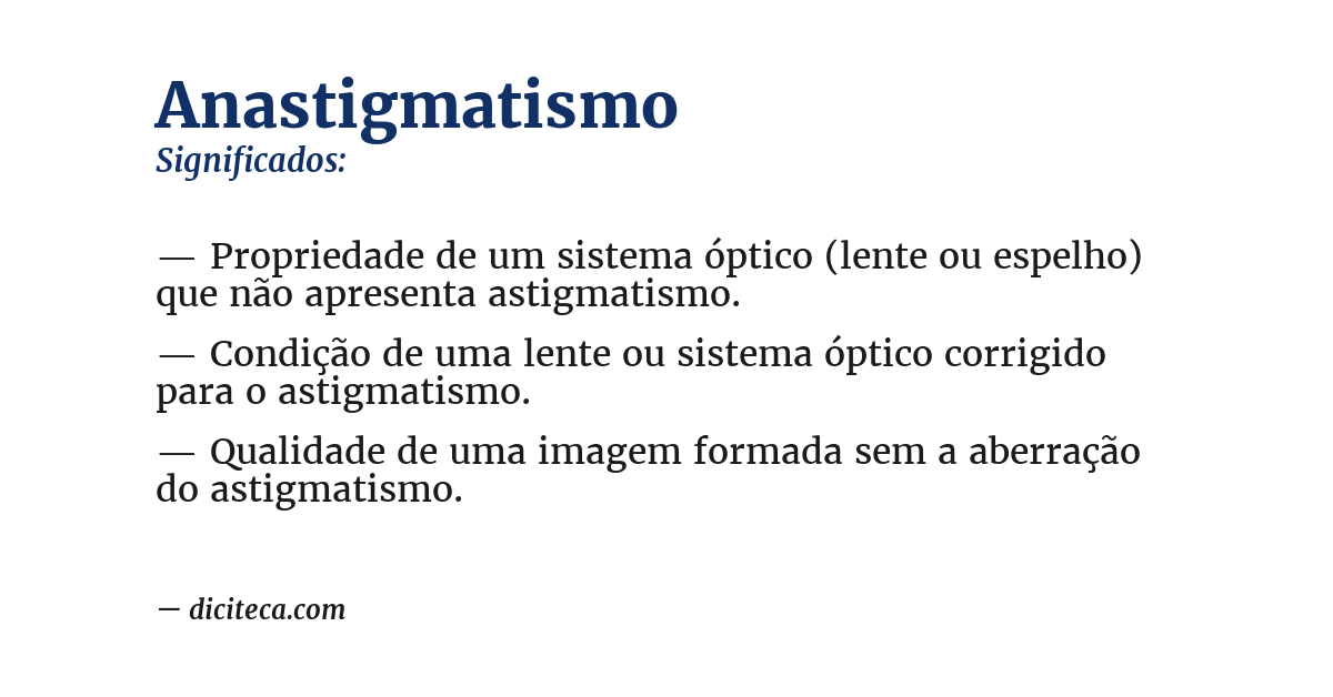 Significado de anastigmatismo
