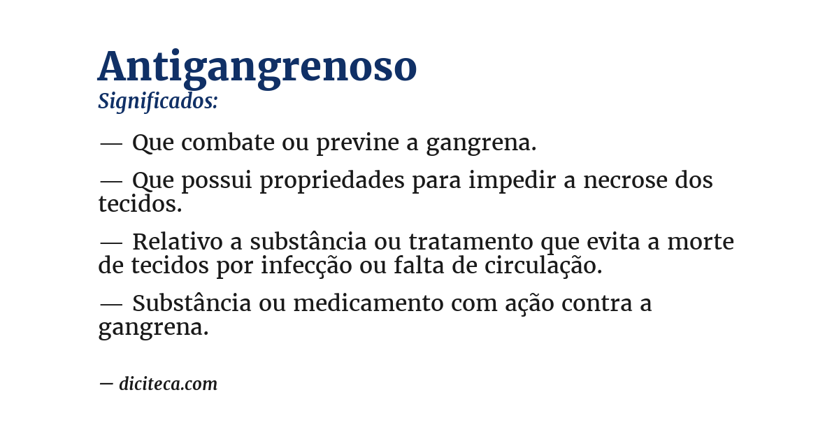 Significado de antigangrenoso