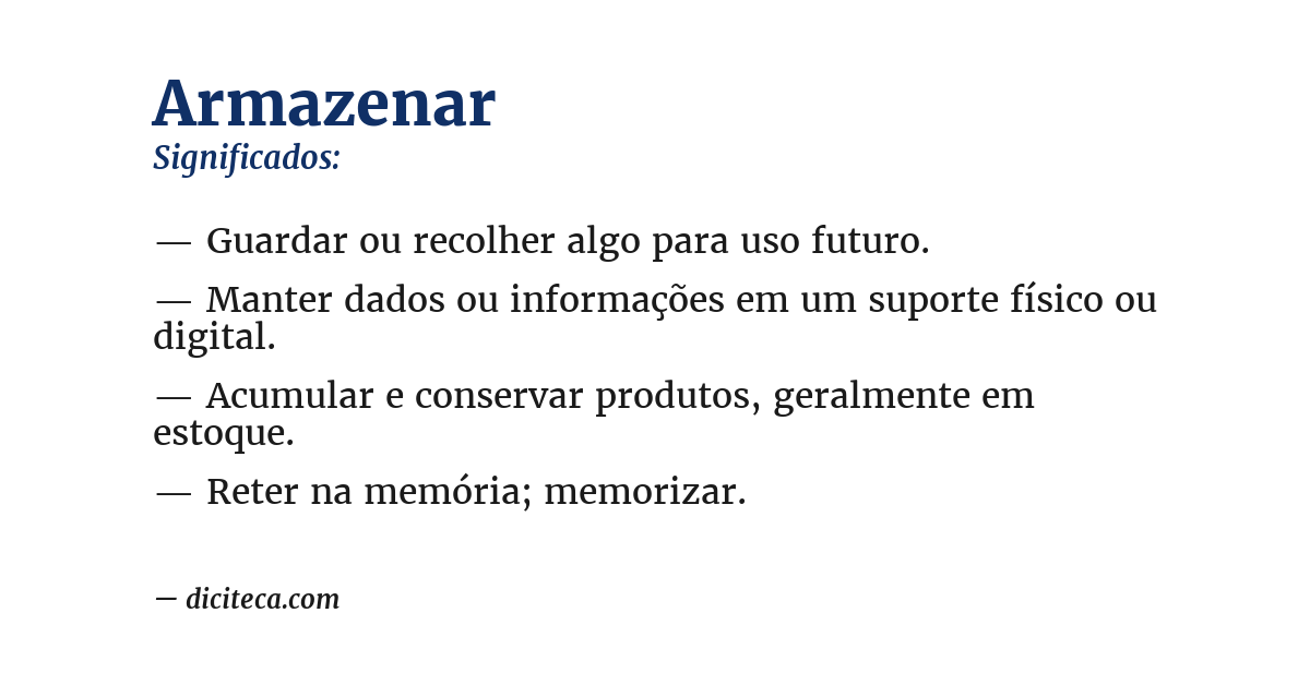 Significado de armazenar