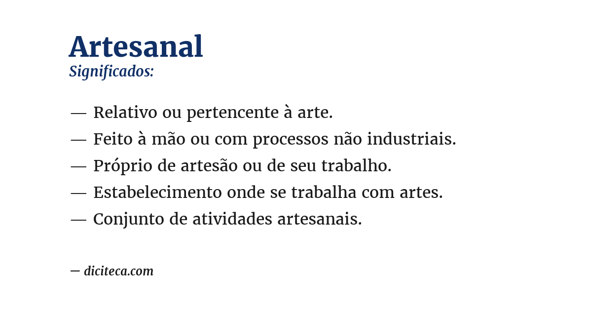 Significado de artesanal