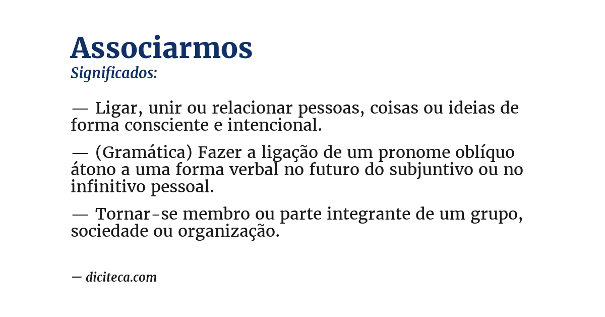 Significado de associarmos