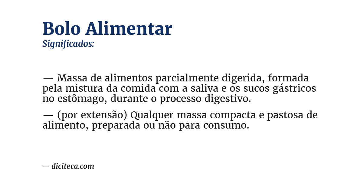 Significado de bolo alimentar
