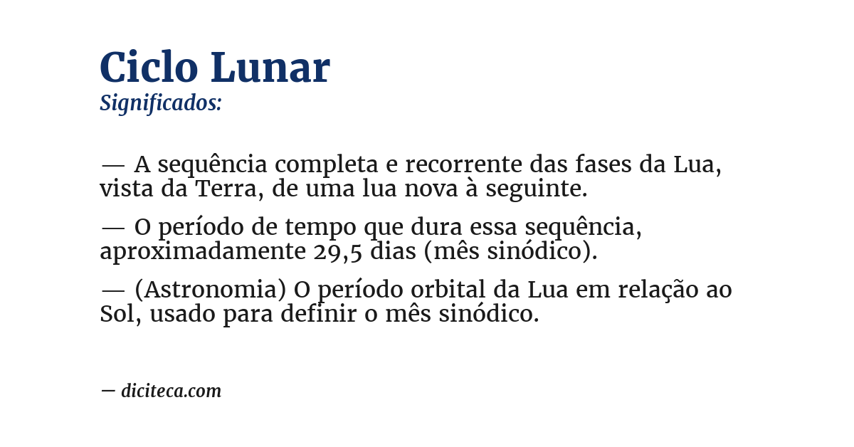 Significado de ciclo lunar