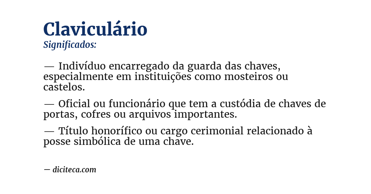 Significado de claviculário