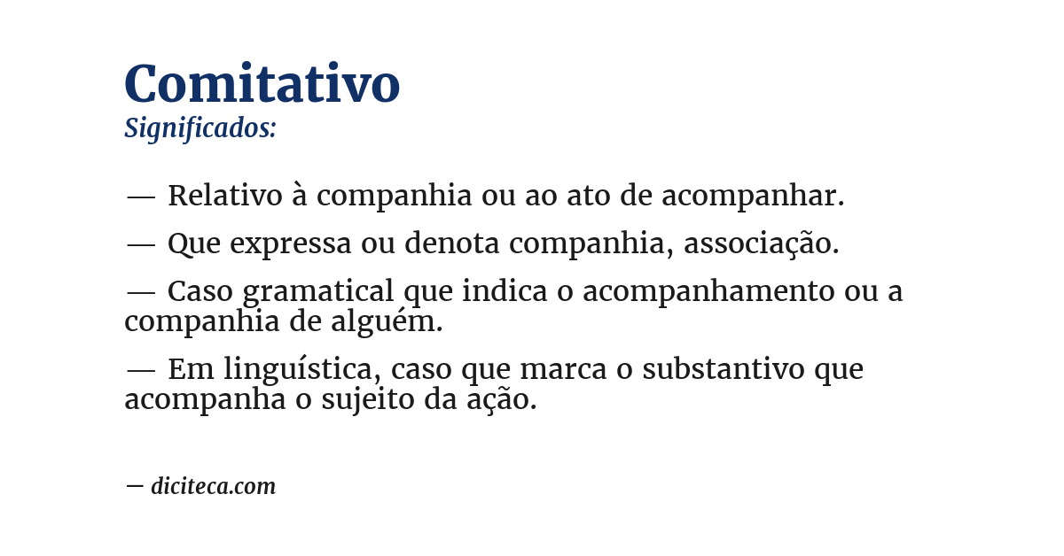 Significado de comitativo
