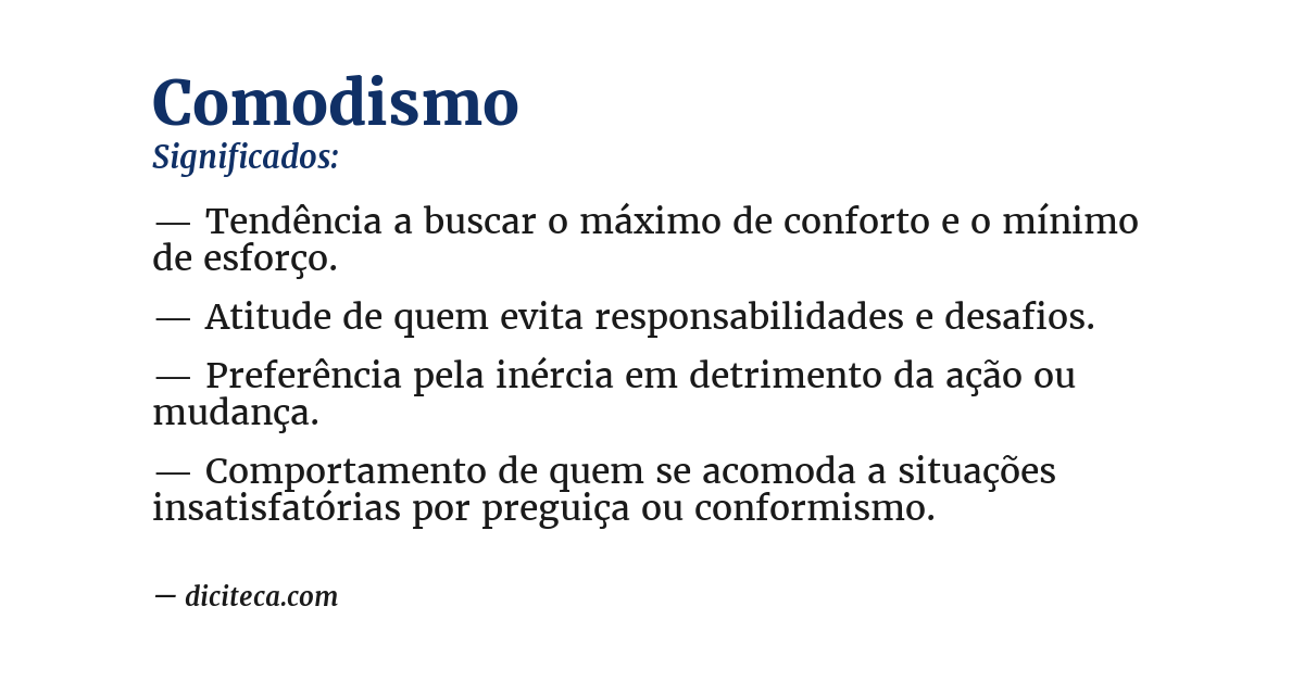 Significado de comodismo
