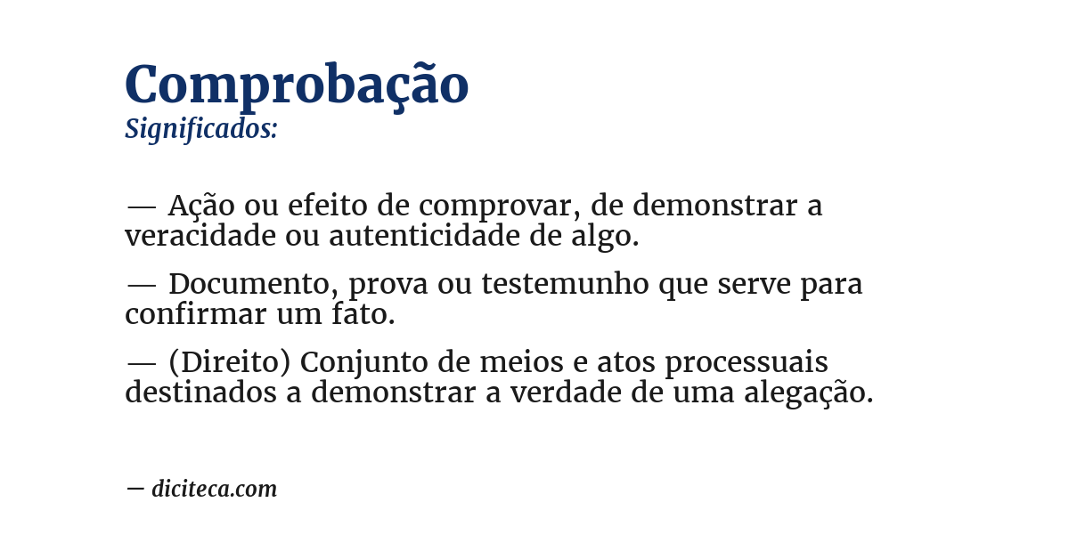 Significado de comprobação