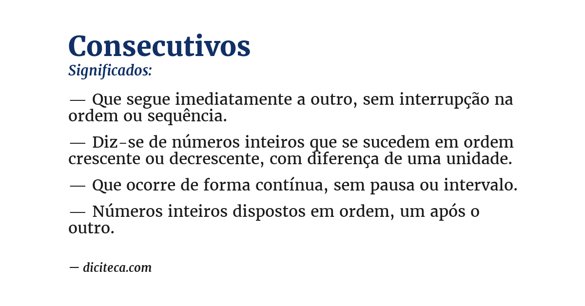 Significado de consecutivos