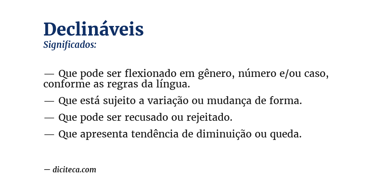 Significado de declináveis